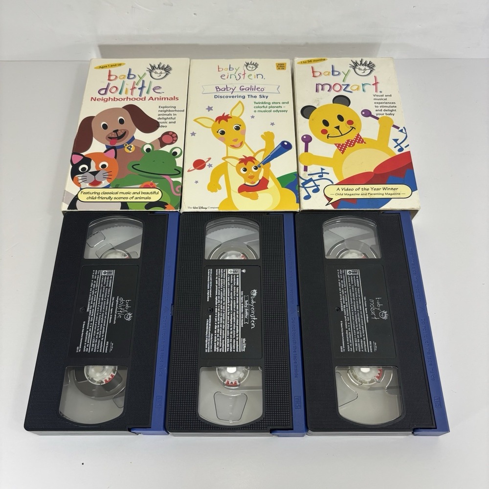 Baby Einstein VHS Lot of 3 Tapes Dolittle Galileo Mozart Bundle